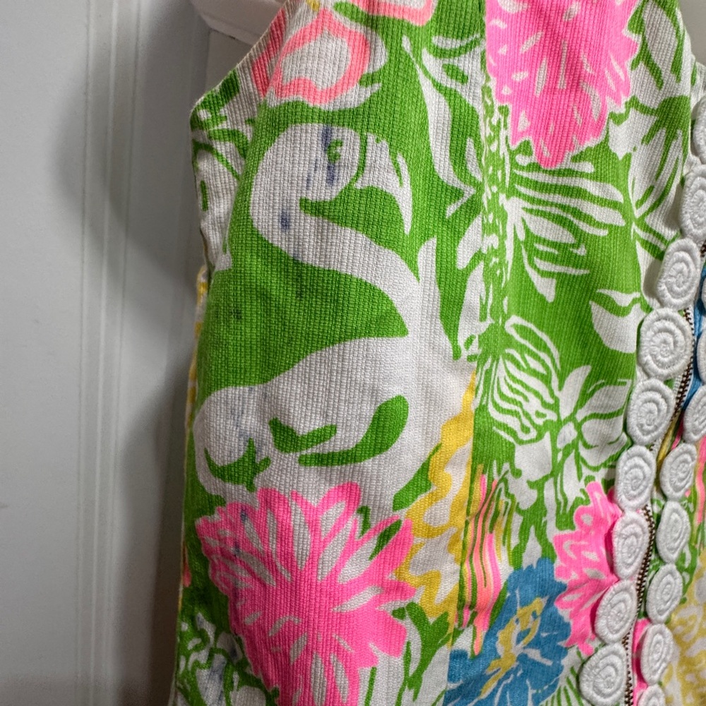 Lilly Pulitzer Floral Cathy hibiscus stroll print lace back Dobby Dress size 2 - Picture 5 of 7